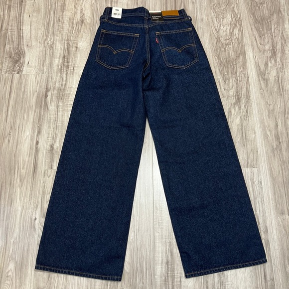 Levi's XL Baggy Straight Women's Jeans Mid Rise Oversized Tie Belt Denim W24 L31 - Picture 2 of 14